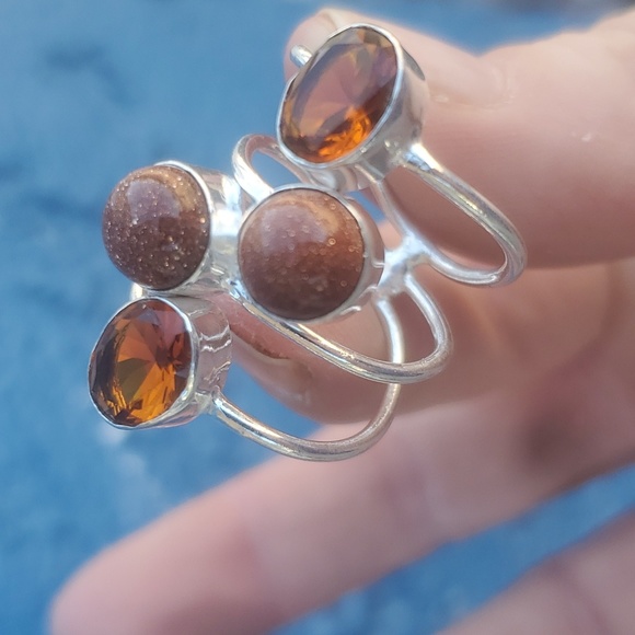 New Sunstone Sun Sitara and Honey Citrine Silver Ring. - Picture 10 of 10